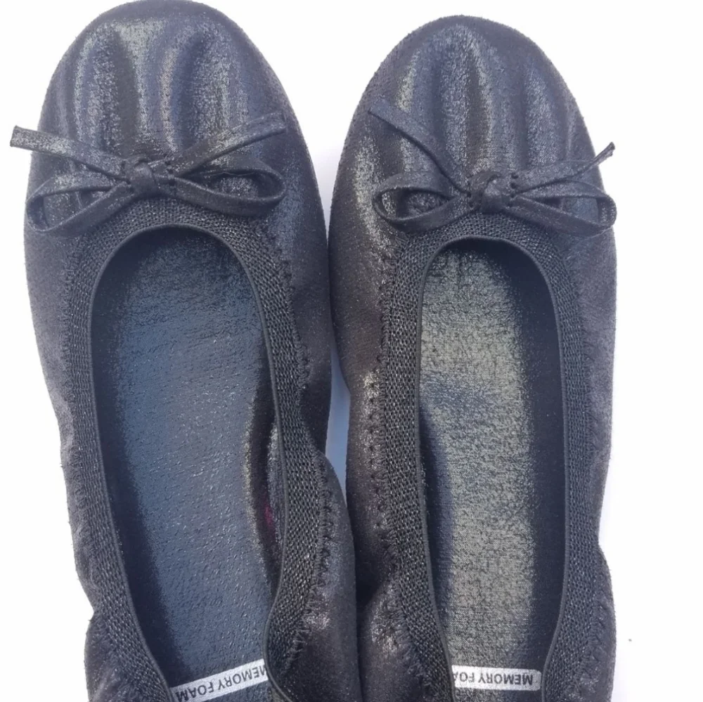 Wonder Nation Shoes Girls Ballet Flats US 3 Black Sparkle w Bow EUC